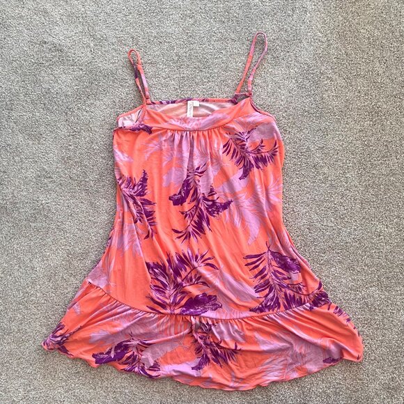Y2K Vibrant Pink & Purple Flowy Floral Mini Dress XL - Picture 8 of 9
